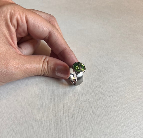 Vintage Switch & Fun Stainless Steel Light Green Rhinestone