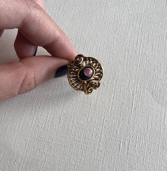 Vintage Vogue gold tone filigree with millefiori … - image 1