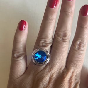 Vintage Sarah Coventry silver tone blue rivoli ring size 6
