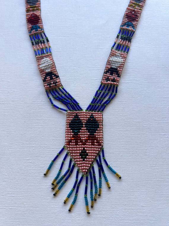 Vintage artisanal tribal multi color microbead ne… - image 3