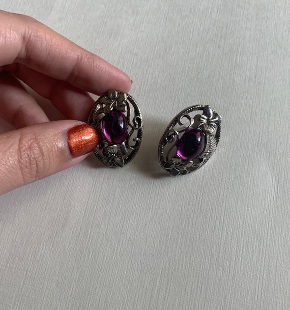Boucles D'oreilles Pendantes Violettes SHAMAYA KREA - Acier Inoxydable Et Résine - Neuves