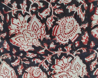 Cotton fabric by meter, hand block printed with natural dyes