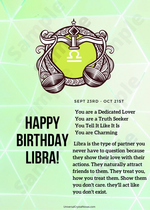 Happy Birthday Libra Astrology Card Digital File Printable - Etsy Canada