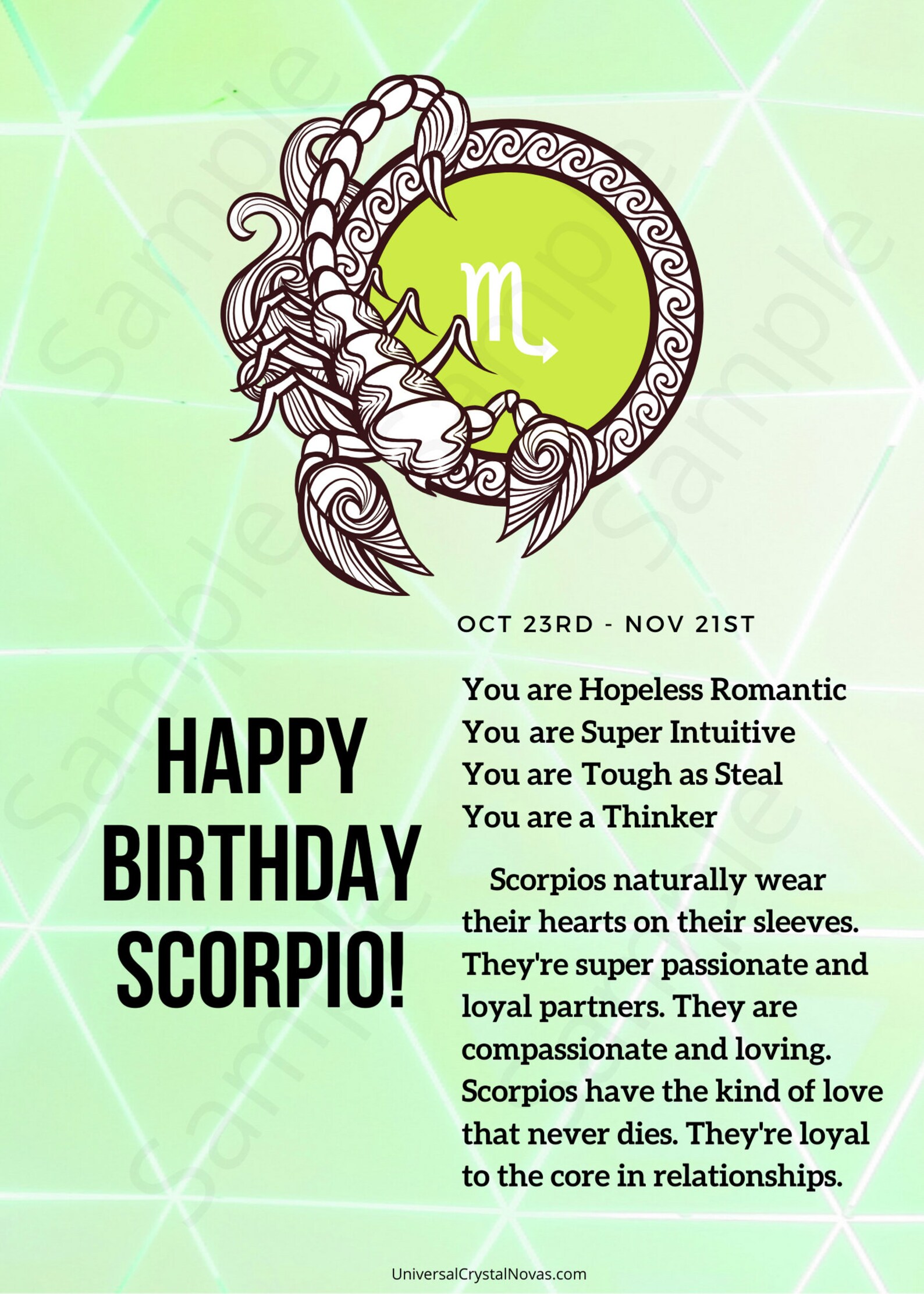 Happy Birthday Scorpio Astrology Card Digital File Printable | Etsy