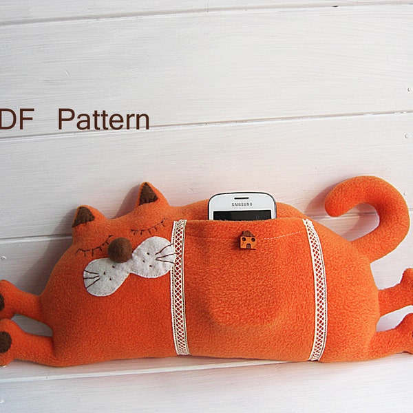 Cat pillow PDF sewing pattern, toys plushie Home decor. Epattern and instruction:pillow sewing tutorial Cat,Instant Download toy stuffed