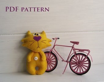 Toy Cat sewing pattern- cute felt toy- softie toy PDF pattern and instructions Instant Download /5inch SMALL toy/ gift friends