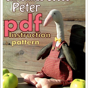 Christmas Goose sewing pattern/Linen Toy Goose Home decor pdf pattern and instruction/sewing tutorial Instant Download/Toys pattern