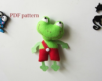 Animal Frog aimant PDF motif de couture mignon jouet en feutre - modèle de jouet doudou et instructions Téléchargement instantané petit cadeau - tutoriel jouet animal