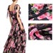 Pink Rose Print Black Solft Thin Silk Chifffon Stretch Smooth Silk Satin Fabric for Summer Dress Shirt Scarf E590