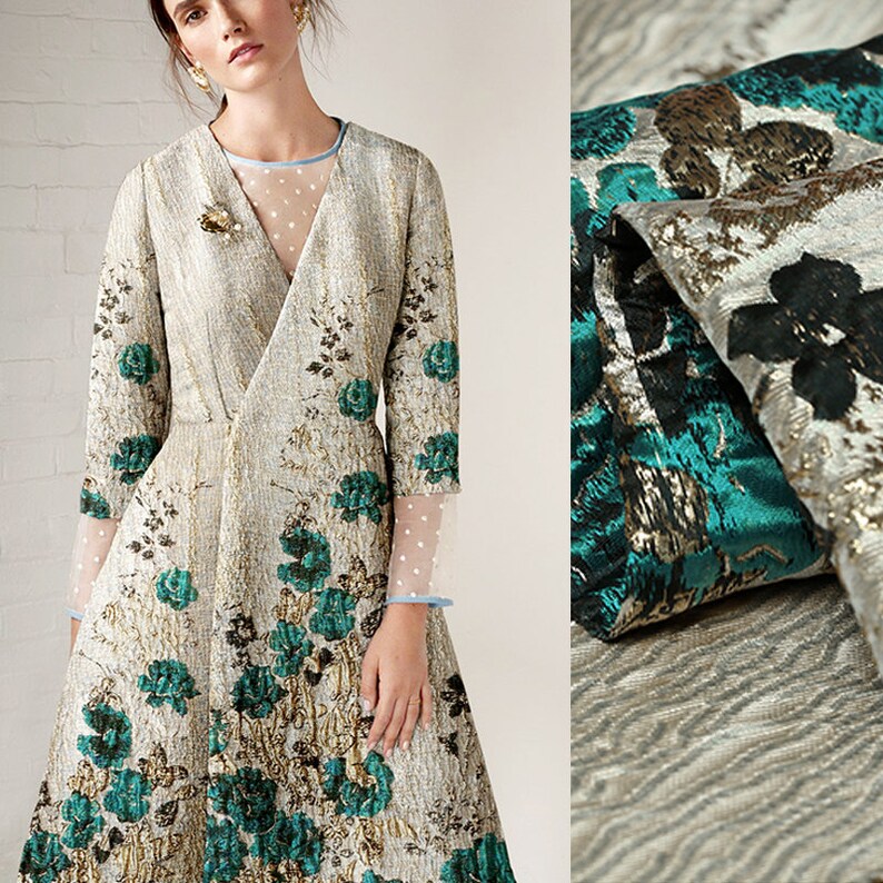 140*150CM Wide 280GM Weight BlueJacquard Acrylic Polyester Autumn Spring Dress Jacket Suit Fabric E880