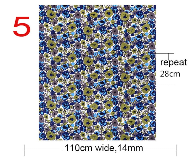 110-140CM Wide Print Silk Habotai Fabric 10 Patterns Available Number 5-10 E083