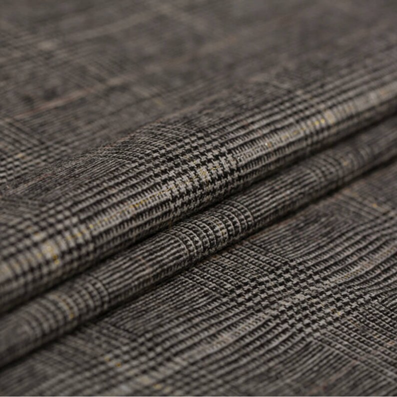 150CM Wide 320GM Check Print Thin Wool Golden Thread Fabric for Spring and Autumn Suit Dress Outwear Overcoat Jacket E625