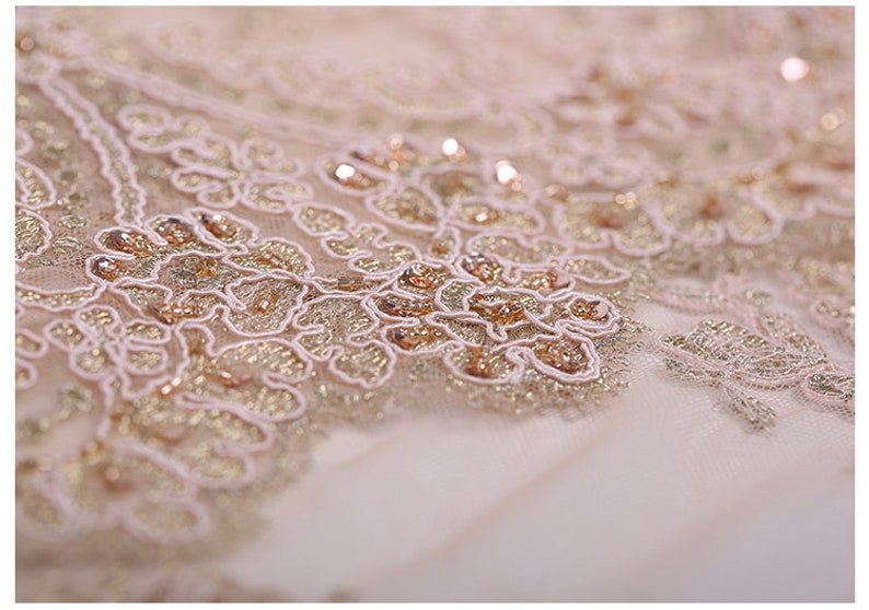 125CM Wide 300GM Weight Paillette Beading Acrylic Polyester Lace Fabric for Spring Summer Autumn Dress E634