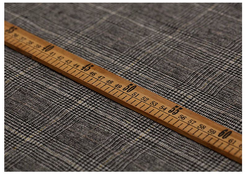 150CM Wide 320GM Check Print Thin Wool Golden Thread Fabric for Spring and Autumn Suit Dress Outwear Overcoat Jacket E625