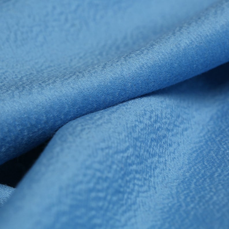 142CM Wide 820GM Weight Thick Double-faced Two-Colored Water Wave Blue Wool Cashmere Fabric for Autumn Winter Jacket Overcoat E900