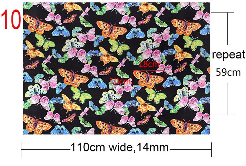 110-140CM Wide Print Silk Habotai Fabric 10 Patterns Available Number 5-10 E083