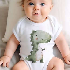 Adorable T-Rex Organic Cotton Baby Bodysuit with Cute T-Rex Dinosaur Design - Perfect for Boys and Girls, Soft and Eco-Friendly Dino body