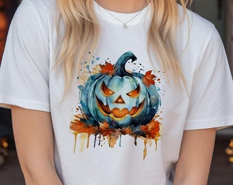 Colorful Halloween Pumpkin T-Shirt: Spooky Season Graphic Tee