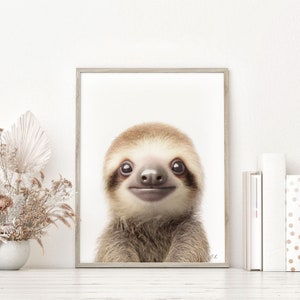 Impresión de vivero de perezosos para bebés, arte de pared de animales, decoración de la habitación de los niños perezosos, decoración de pared imprimible
