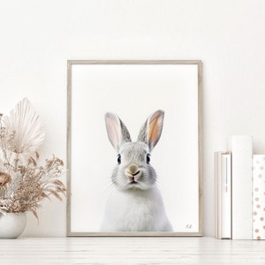 Baby Rabbit Nursery Print, Animal Wall Art, Rabbit Kid&#39;s Room Decor, Cute Rabbit Print, Printable Wall Decor