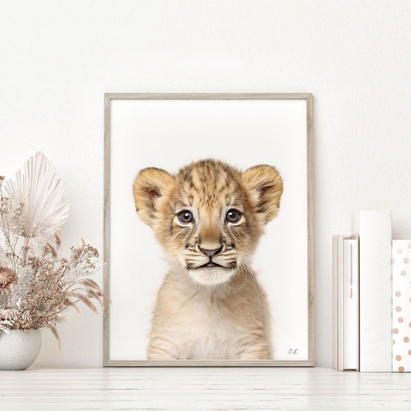 Baby Lion Nursery Print, Animal Wall Art, Lion Cub Kid's Room Decor, Printable Wall Decor