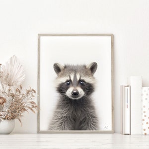 Baby Raccoon Nursery Print, Animal Wall Art, Raccoon Kid's Room Decor, Cute Raccoon Print, Printable Wall Decor