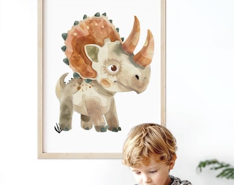 Triceratops Dinosaur Art Print: Kids Room Decor