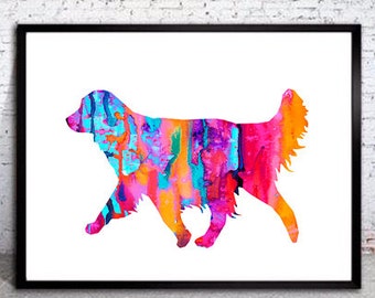 Golden Retriever 4 Watercolor Print, Golden Retriever art, Home Decor, dog watercolor, watercolor painting, Retriever art, animal watercolor