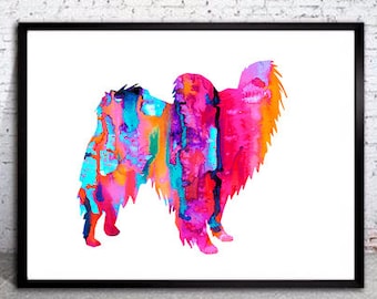 Pink Papillon Watercolor Print, Papillon art, watercolor, Home Decor, dog watercolor, watercolor painting, animal watercolor, dog painting