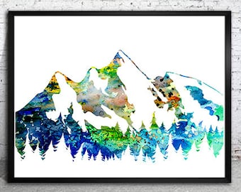 Mountain Watercolor Painting art Print,Watercolor poster,Handmade poster,nature art,Home Decor, Illustration print,Mountain print, art print