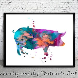 Pig print, Watercolor print, Animal art,  Art Print, Illustration, Art gifts, Wall decor