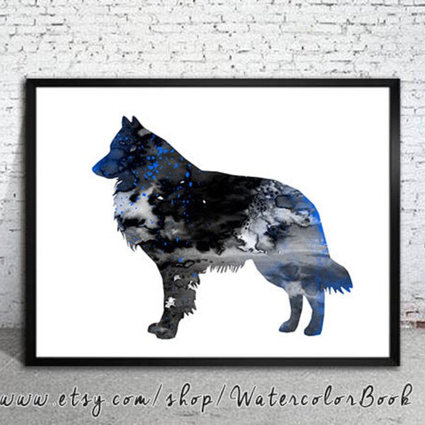 Groenendael Belgian Shepherd Watercolor Art Print