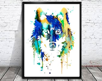 Wolf  Print, Archival Fine Art Print, Children&#39;s Wall Art, Home Decor, wolf watercolor, watercolor painting, animal watercolor