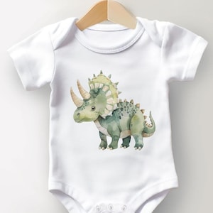 Dinosaur Baby Bodysuit – T-Rex, Triceratops, Velociraptor, Brachiosaurus, Baby Outfit, Perfect for Baby Shower Gifts, and Birthdays.