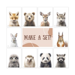 Baby Animal Prints Set, Nursery Animals, Kids Room Wall Art, Set personalizzato, Set Sarafi, Set fattoria, Set bosco