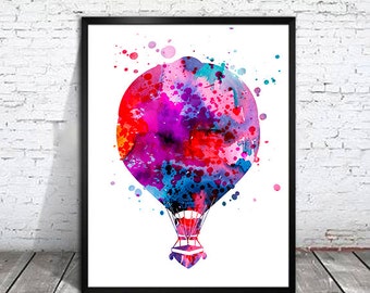 Hot Air Balloon Watercolor Print, Children's Wall Art, Home Decor, Hot Air Balloon watercolor, watercolor painting, Hot Air Balloon poster