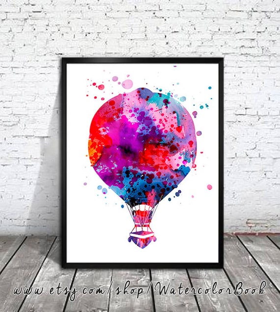 Hot Air Balloon Watercolor Print Children's Wall Art - Etsy