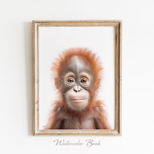 Baby Orangutan Nursery Print, Animal Wall Art, Orangutan Kid&#39;s Room Decor, Cute Orangutan Print