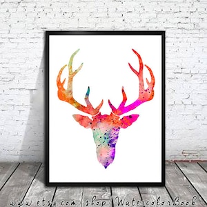 Deer , Watercolor Print, watercolor painting, watercolor art, Illustration,  home decor wall art, deer  art, watercolor animal, deer poster