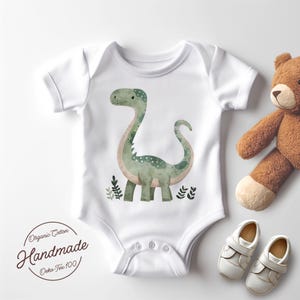 Baby Bodysuit with Dinosaurs – T-Rex, Triceratops, Velociraptor, Brachiosaurus, Baby Outfit, Perfect for Baby Shower Gifts, and Birthdays.