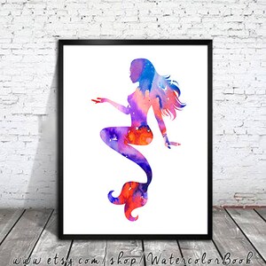 Mermaid print, Nautical prints, Ocean art, Sea print, Watercolor print, Art Print, Illustration, Art gifts, Wall decor