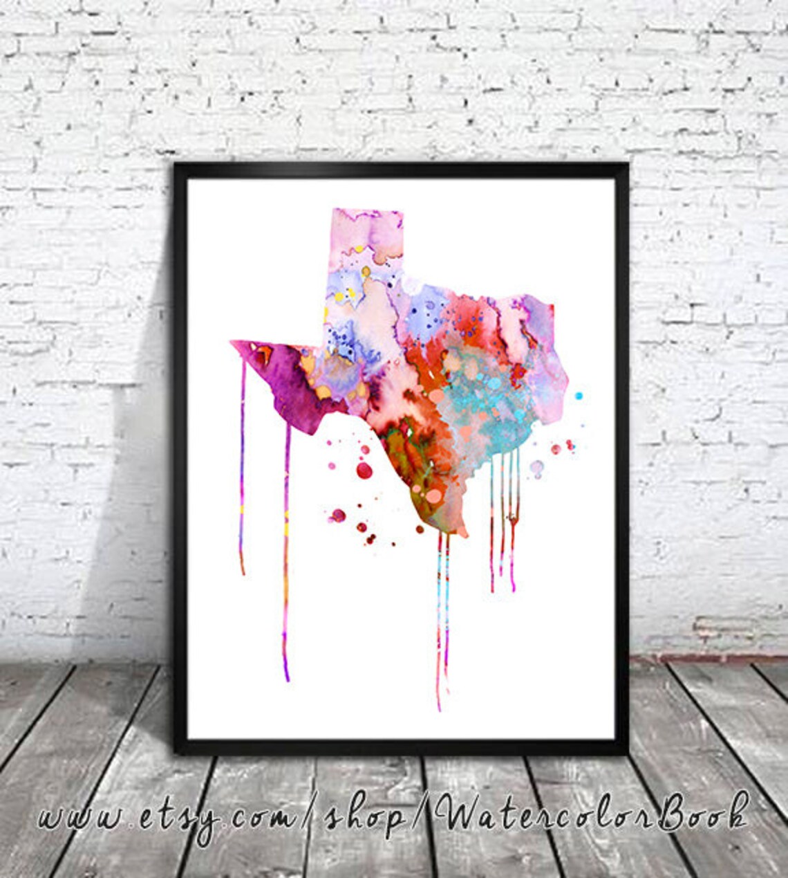 Texas Watercolor Print USA Watercolor United States Art - Etsy