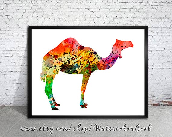 Camel print, Watercolor print, Art Print, Illustration, Art gifts, Wall decor