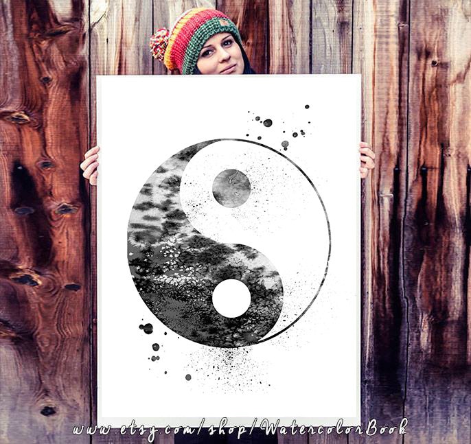 Yin and Yang Watercolor Print Yin and Yang Art Home Decor Yin and Yang Painting Yin and Yang Poster Art Print Etsy UK