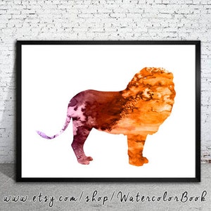 Lion Watercolor Print, lion art, lion Illustration, animal watercolor, watercolor painting, Lion watercolor, lion poster, animal art
