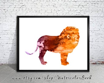 Lion Watercolor Print, lion art, lion Illustration, animal watercolor, watercolor painting, Lion watercolor, lion poster, animal art