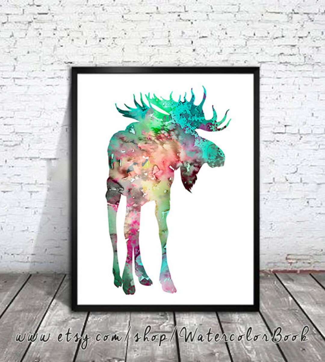 Colorful Moose Watercolor Art Print: Animal Illustration - Etsy
