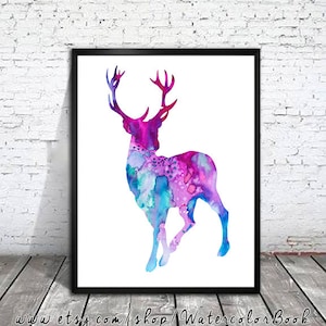 Deer Print, watercolor painting, watercolor art, Illustration, home decor wall art, deer art, watercolor animal, deer poster
