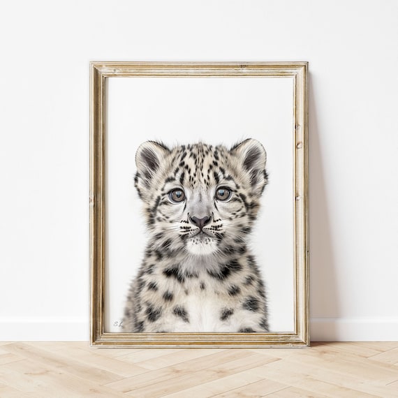 GeRRit Snow Leopard Watercolor Painting Print,wall Art For