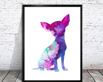 Chihuahua Print, Archival Fine Art Print, Children's Wall Art, Home Decor, dog watercolor, watercolor painting, dog art,